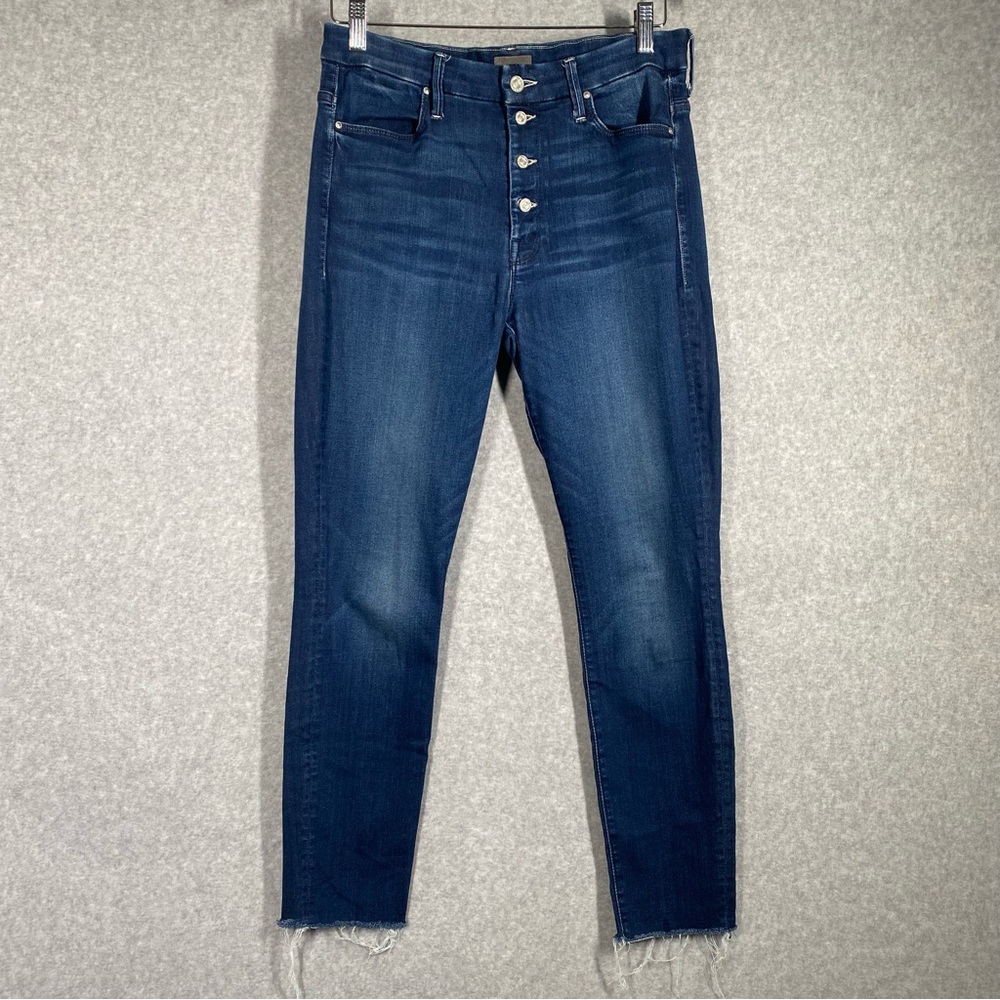 Mother Jeans The Pixie Ankle Fray City Sidewalks Size 30 Dark Wash Button Fly